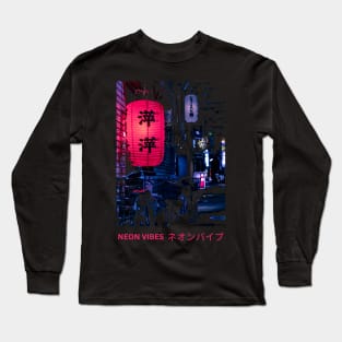 Japanese Neon Lantern Vibes Long Sleeve T-Shirt